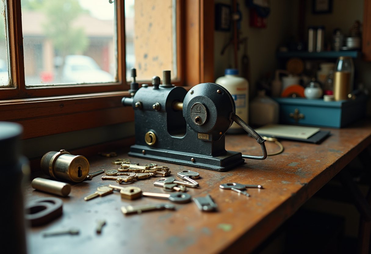 Key-cutting bench with new deadlocks — Castle Hill